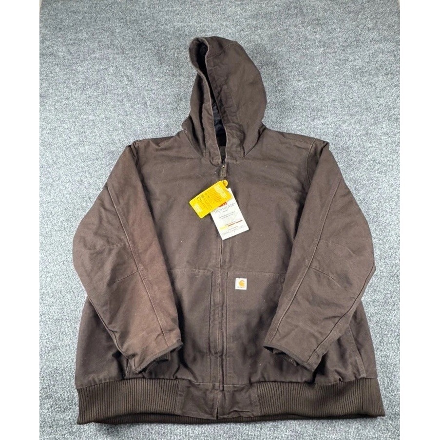 Carhartt Jacket Men 3x Brown Active Thinsulate Duck Hooded Canvas Workwear